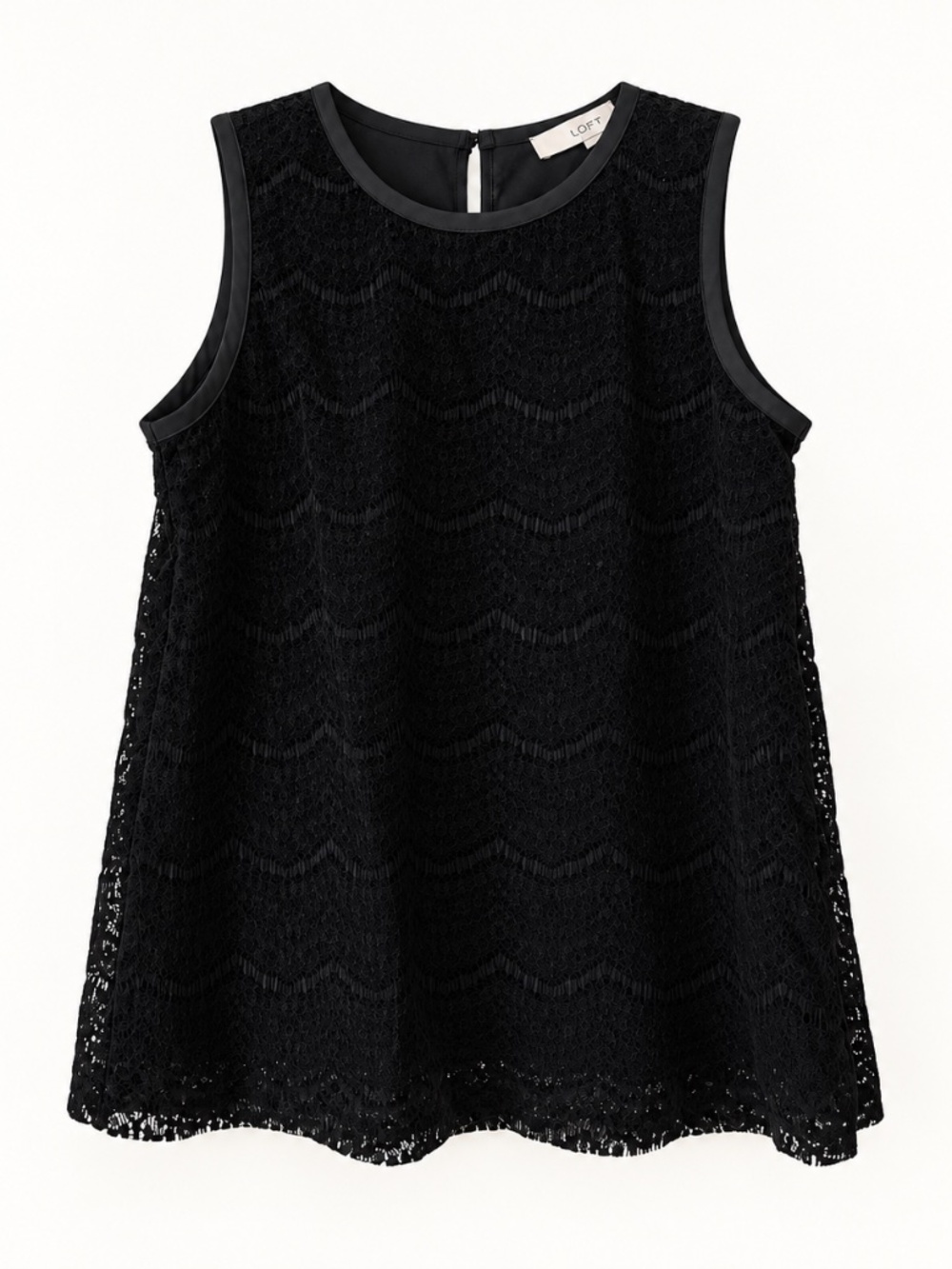 LOFT Black Lace Sleeveless Lined Shell Top Size Small